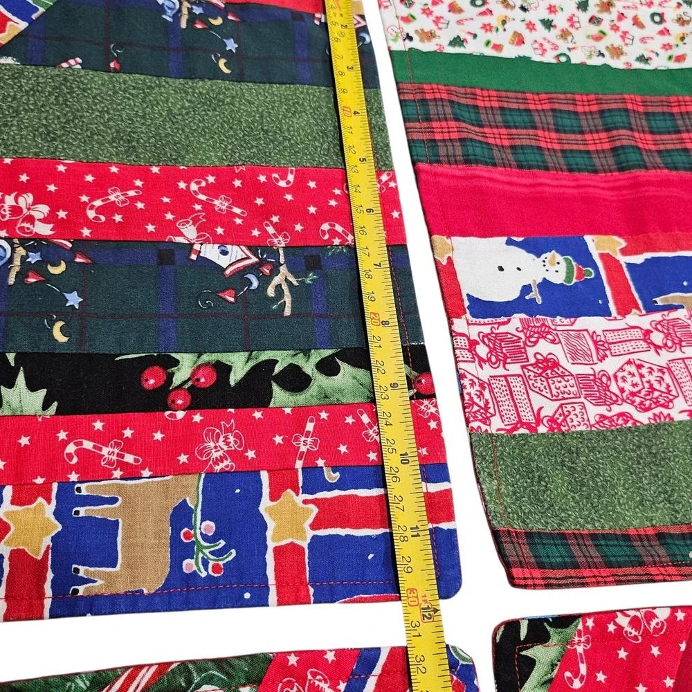 Homemade Christmas Vintage Inspired Patchwork Red Placemats Set of 4 Holiday